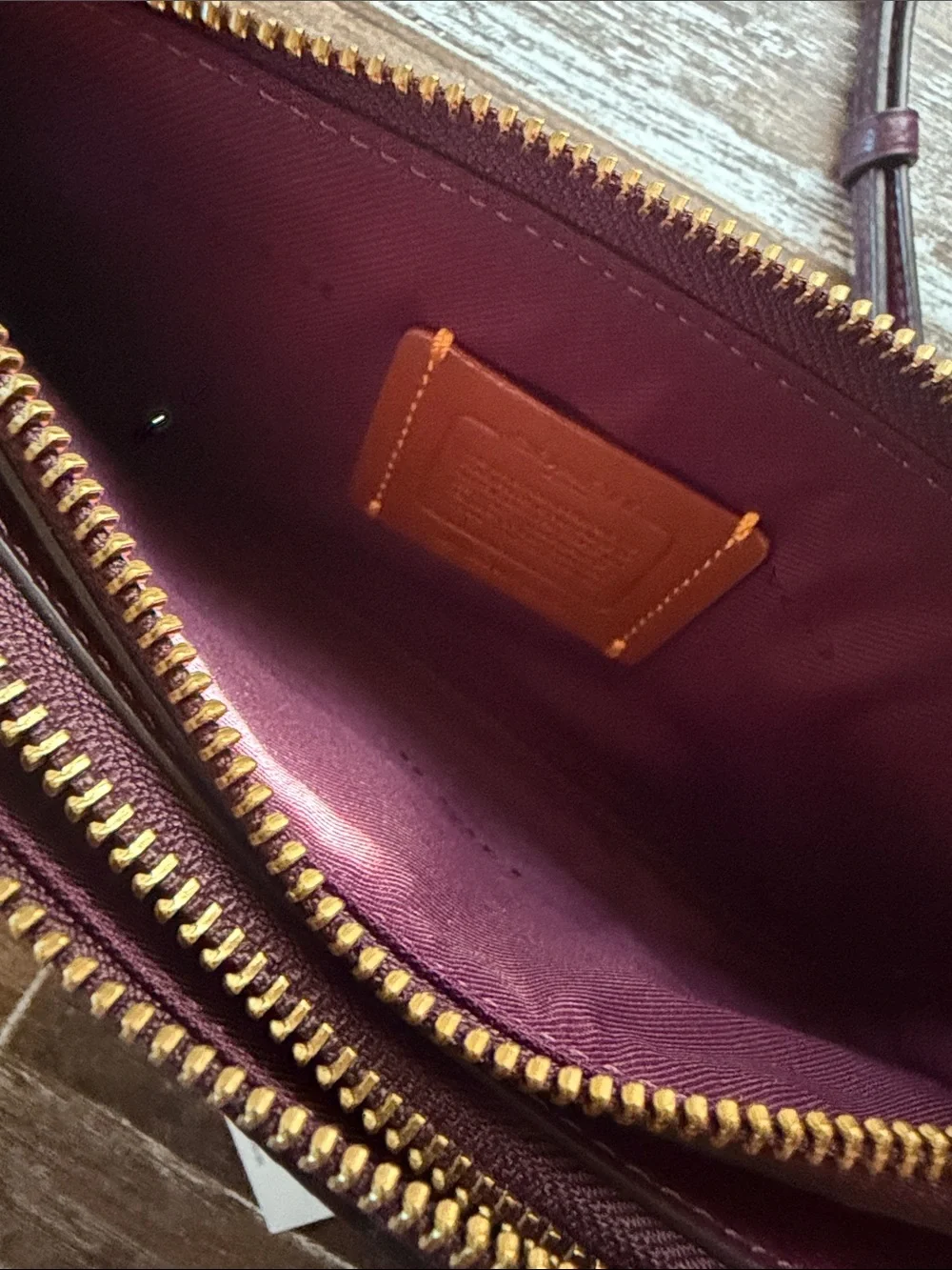 Coach Pebble Leather Crossbody in Deep Berry with Gold Hardware
